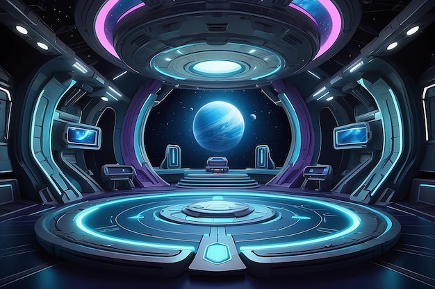 Interstellar Stage Cartoon Spacecraft Interior for Intergalactic Performance