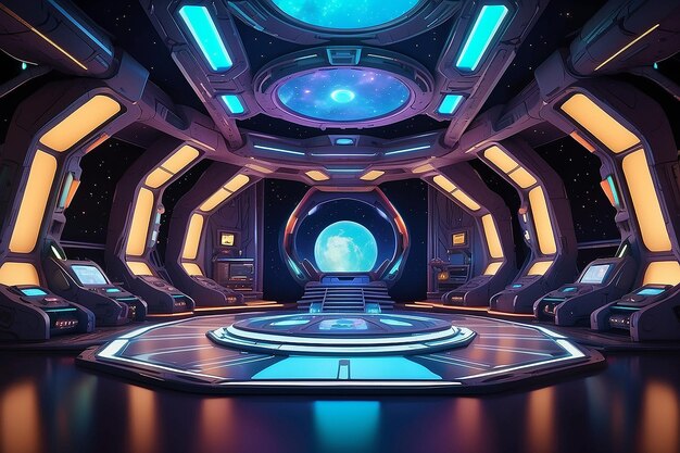 Interstellar Stage Cartoon Spacecraft Interior for Intergalactic Performance