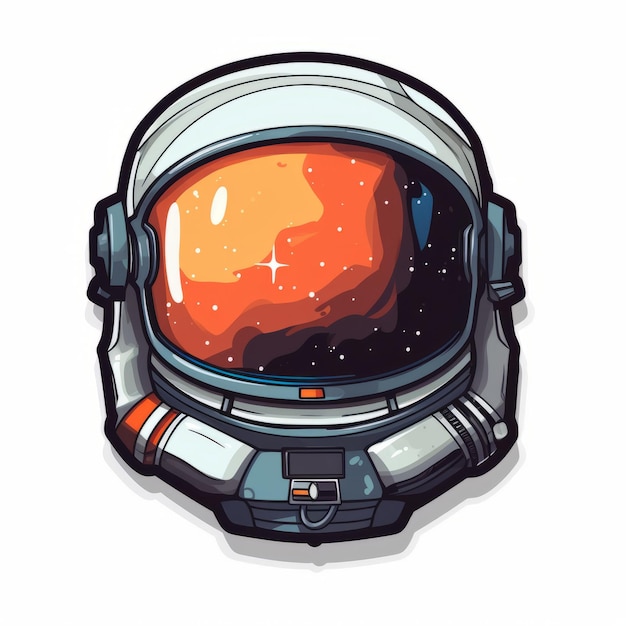 Interstellar Sticker With Astronaut Helmet White Background