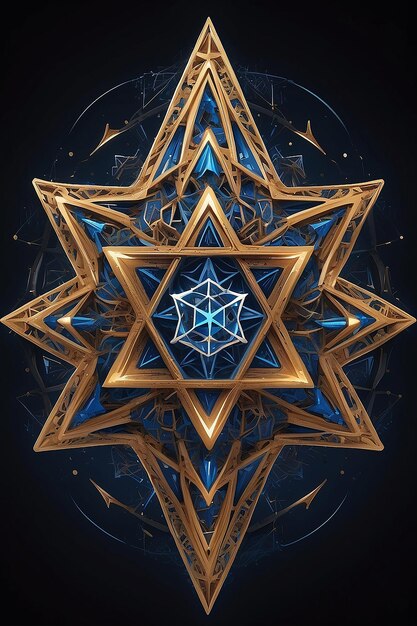 Interstellar Vessel Showcasing a Star of David Crest with Symmetrical SixPointed Star Design Generative AI