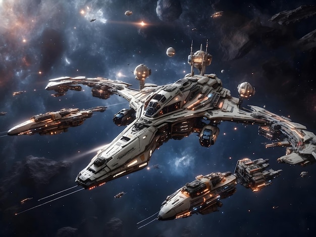 Interstellar Warzone Galactic Fleet Engagement created with AI technology