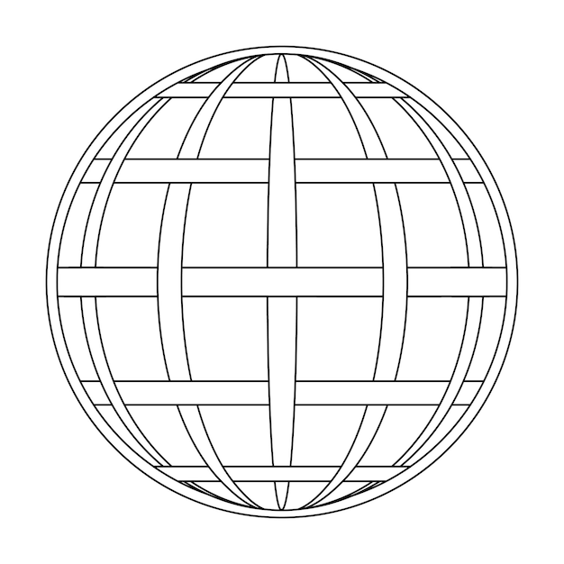 Intertwined meridian and parallel of the globe of the earth grid the globe of the field line on the surface of the meridian and parallel vector template grid