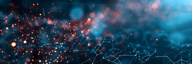 intertwined network of blue lights and sparkles to represent the interconnectedness and complexity of networks both digital and physical