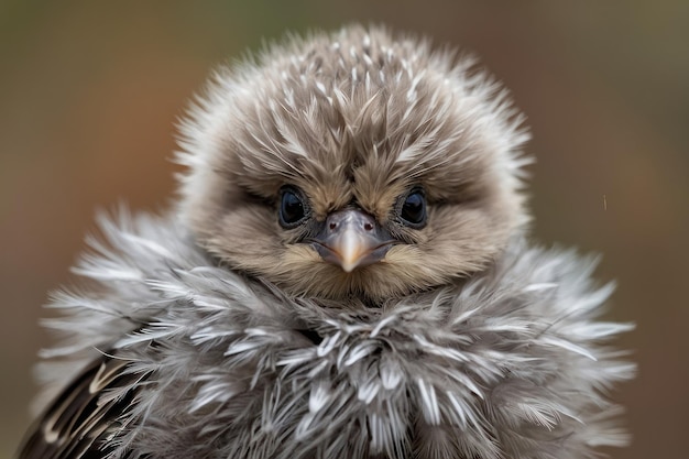 Intiem portret van een jonge vogel veren