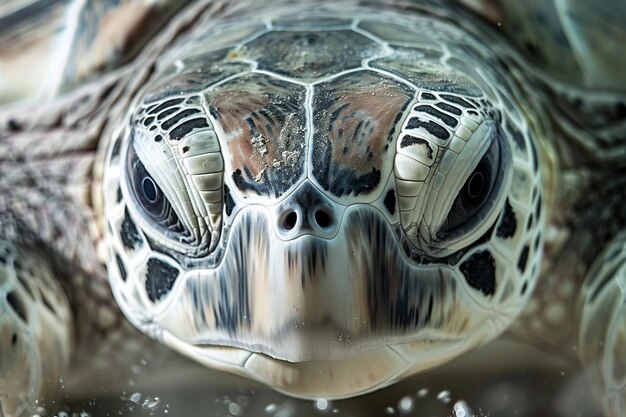 An intimate closeup of a Kemps Ridley sea turtle a generative ai