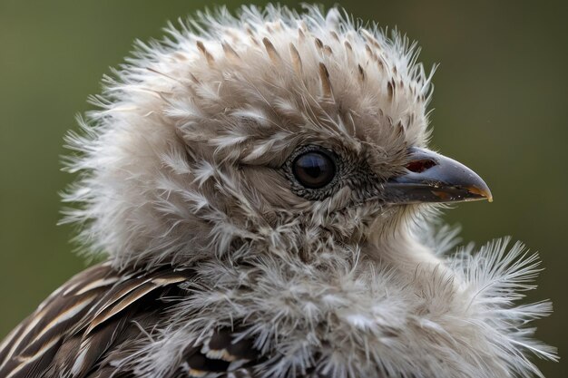 Intimate portrait of a young birds feathers