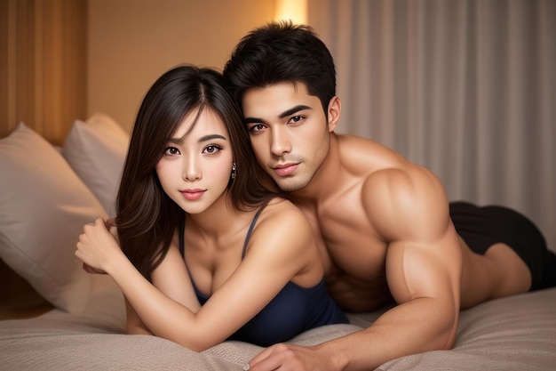 intimate pose of a couple in romantic mood