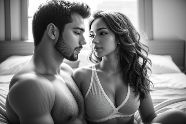 intimate pose of a couple in romantic mood