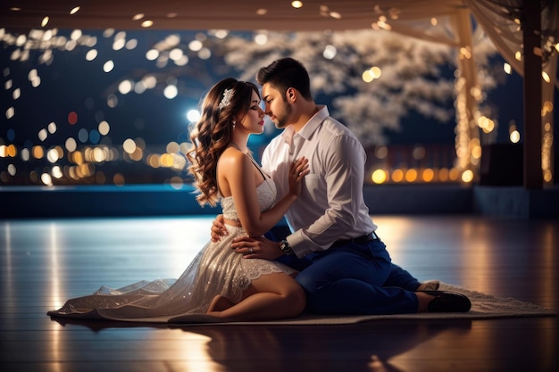 intimate pose of a couple in romantic mood