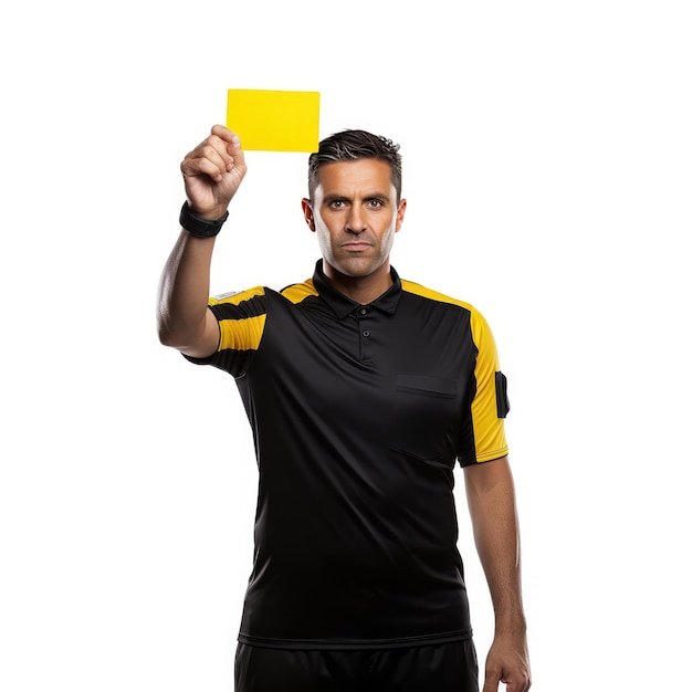 Foto the intimidating yellow card a football referee's warning