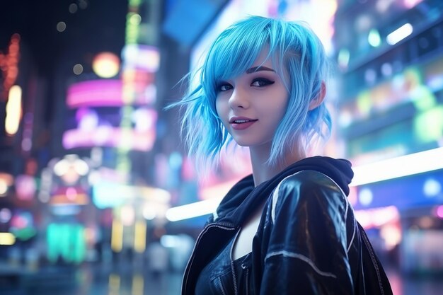 Into the Neon Infused Future Empowering a Cosplay Journey of a Creative Young Woman in a Cyberpunk