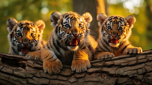 Foto into the wild tiger cubs en hun familie in het boshabitat