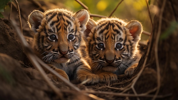 Into the Wild Tiger Cubs en hun familie in het boshabitat