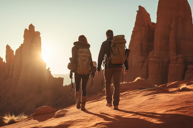 Foto viaggio di coppia di intrepid souls tra le imponenti rocce rosse del sud-ovest americano