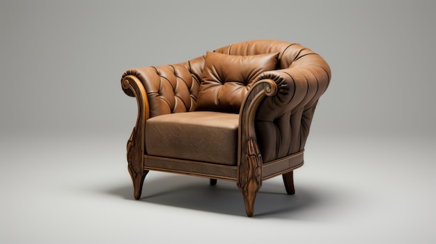 Intricate 3d Model Of A Vibrant Leather Armchair In Wealthy Portraiture Style