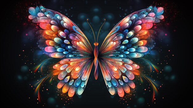 Intricate Abstract Multicolored Butterfly Display