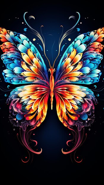 複雑 な 抽象 的 な 多色 の 蝶 の 展示