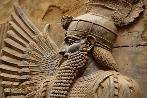 Intricate Ancient Assyrian relief sculpture Generate ai