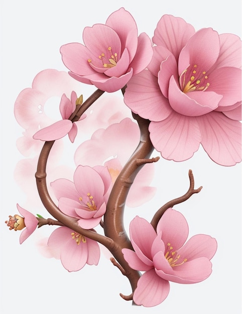 intricate baroque sakura blossom watercolor