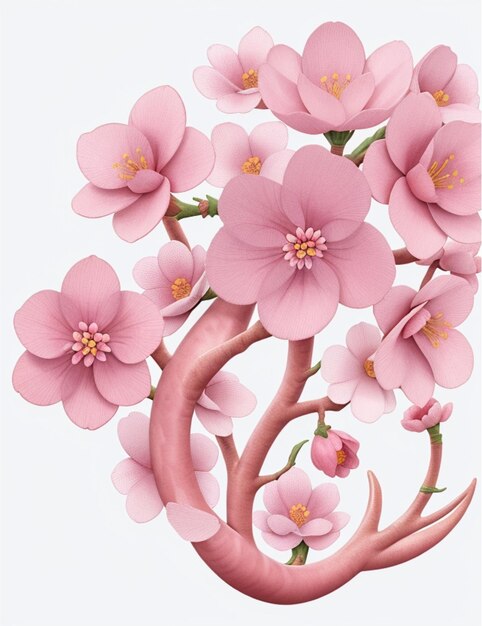 intricate baroque sakura blossom watercolor