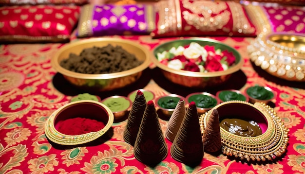 Intricate Beauty Closeup View of Indian Henna Art A Traditional Mehndi Ceremony