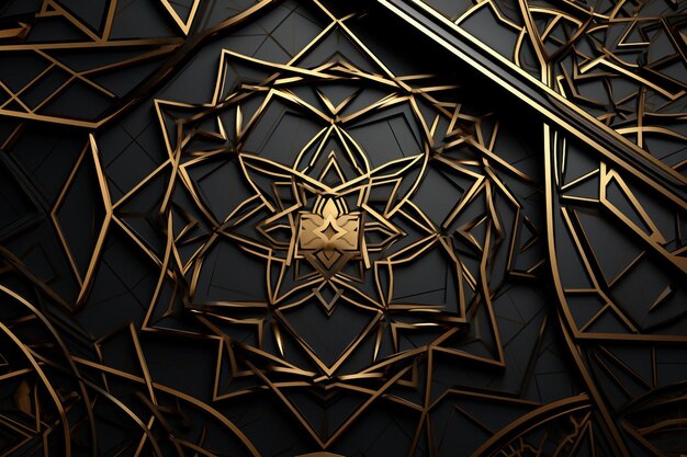 Photo intricate black and gold geometric pattern