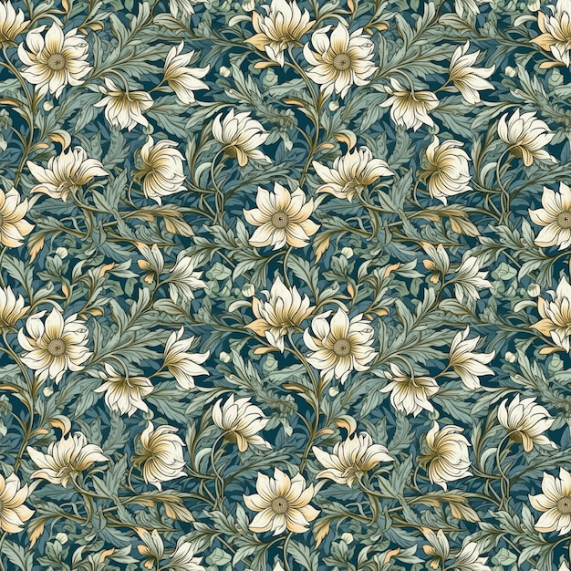 Intricate blooming flowers seamless pattern