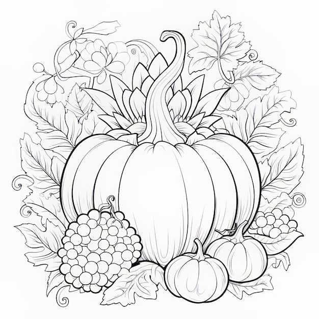 Photo intricate and bold an adult pumpkin coloring book with exquisite black and white illustrations and