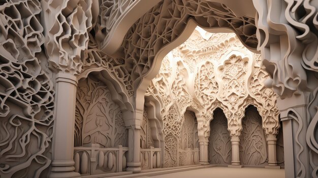 The intricate calligraphy carved into the walls d