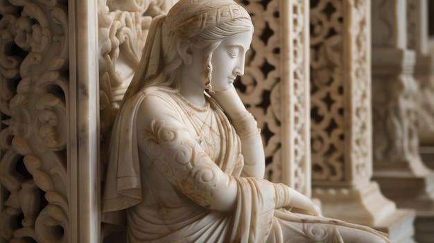 Intricate carvings on a marble statue AI generated