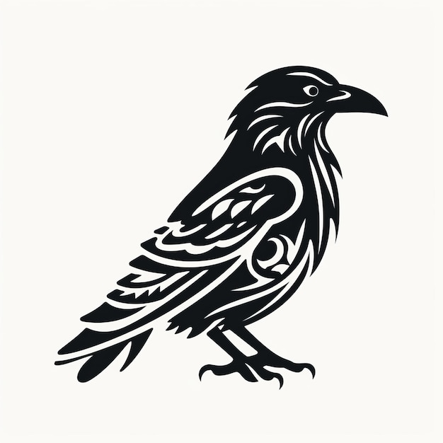 Intricate Celtic Raven A Minimalistic Black and White Design