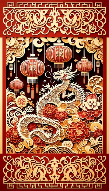 Intricate Chinese Paper Cutting Dragon Art