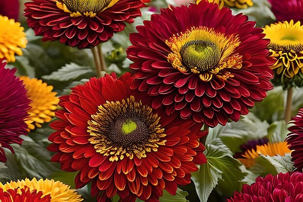 Intricate Chrysanthemums in a multitude of colors