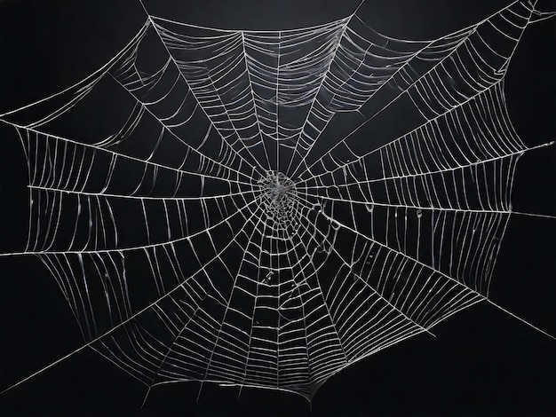 Intricate Cobweb Isolated on Black Background