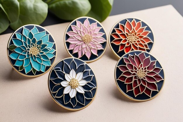 Intricate Dahlia Enamel Pin Designs