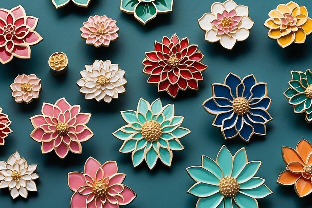 Intricate Dahlia Enamel Pin Designs