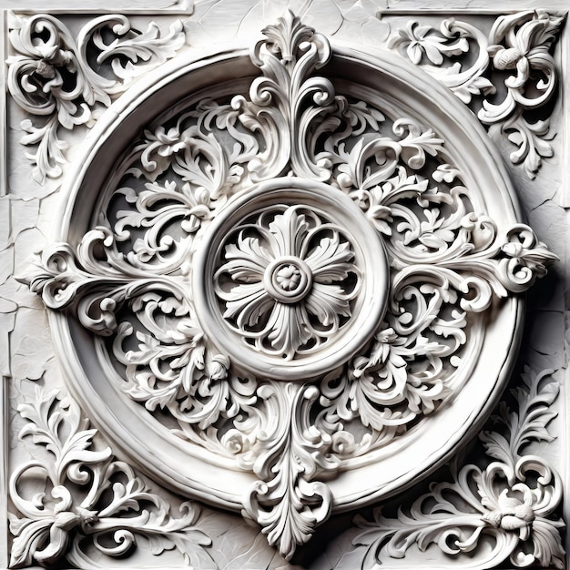 Photo intricate decorative design on white wall