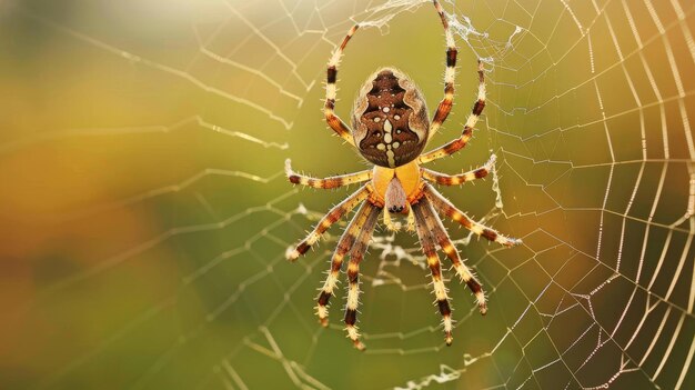 Photo the intricate design of a spider weaving its web ai generated illustration