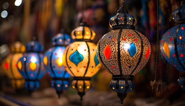 the intricate designs of lanterns and decorations specific to ramadan