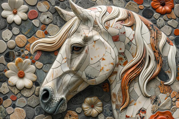 The intricate details of the horses profile in the mandala draw you into a world of elegance and gr