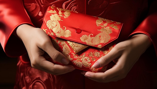 Photo intricate details of red envelopes known as hongbao being exchanged chinese new year