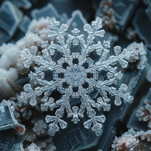 Photo intricate details of snowflake