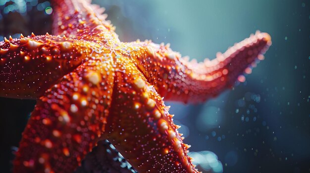 intricate details of a starfish in the deep sea environment