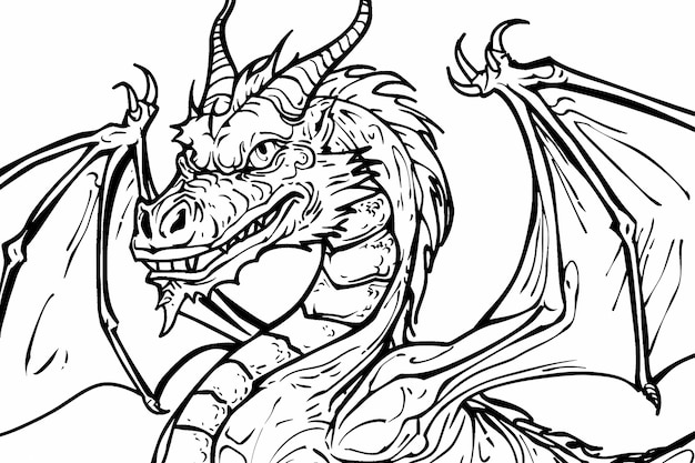 intricate dragonthemed adult coloring book page with detailed patterns