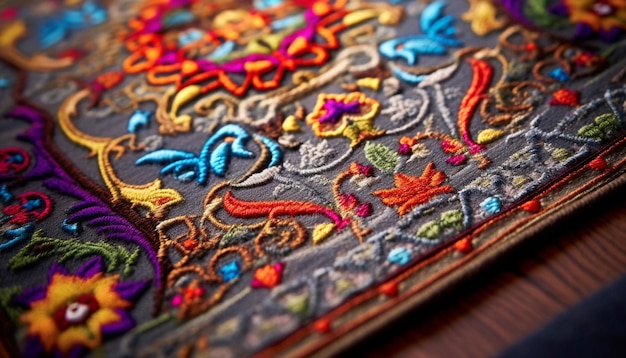 Photo the intricate embroidery on a prayer mat