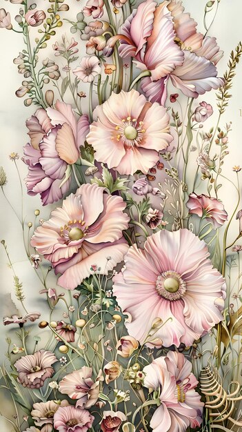 複雑 な 花 の 水彩画