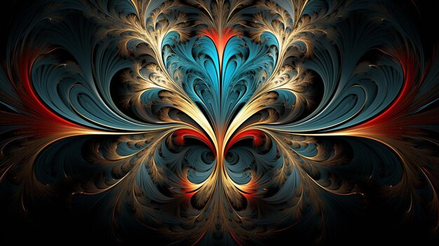 Photo intricate fractal patterns digital art