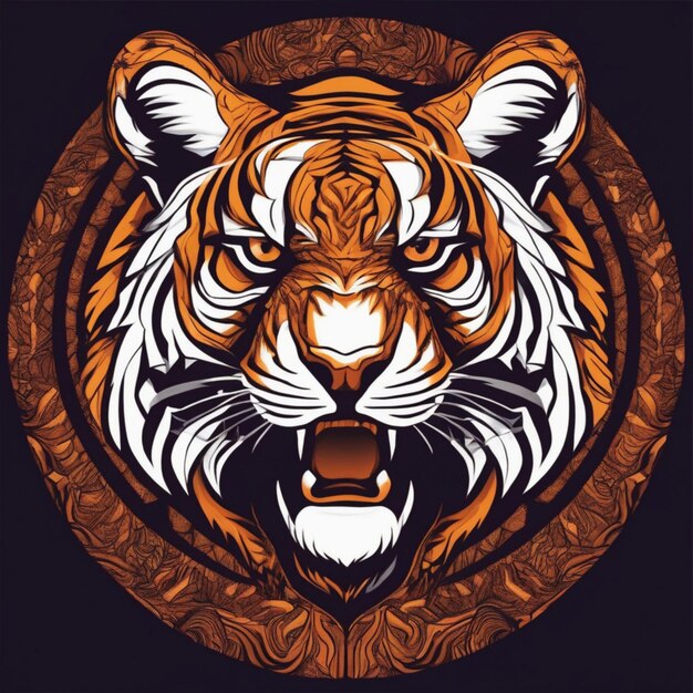 Photo intricate fractal tiger logo unique blend of art and branding