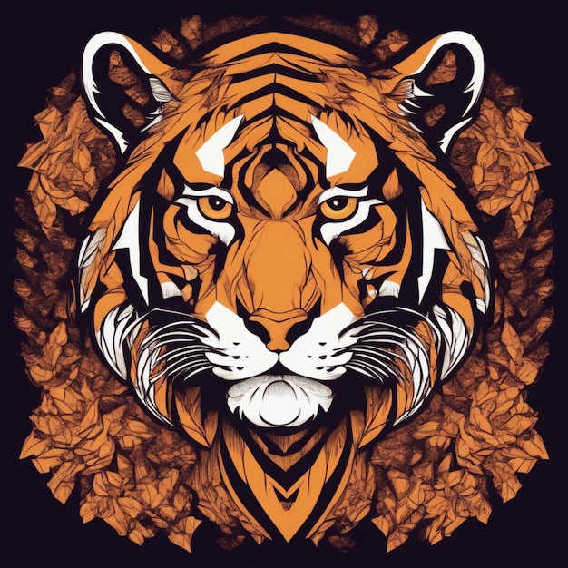 Intricate Fractal Tiger Logo Unique Blend of Art and Branding