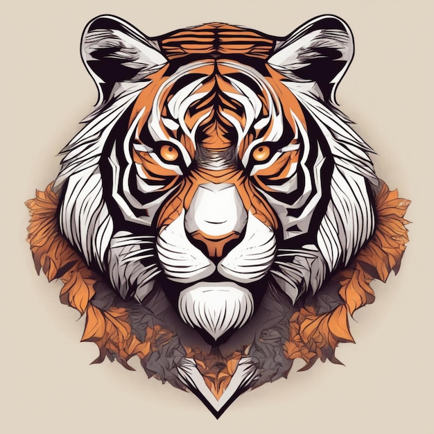 Intricate Fractal Tiger Logo Unique Blend of Art and Branding